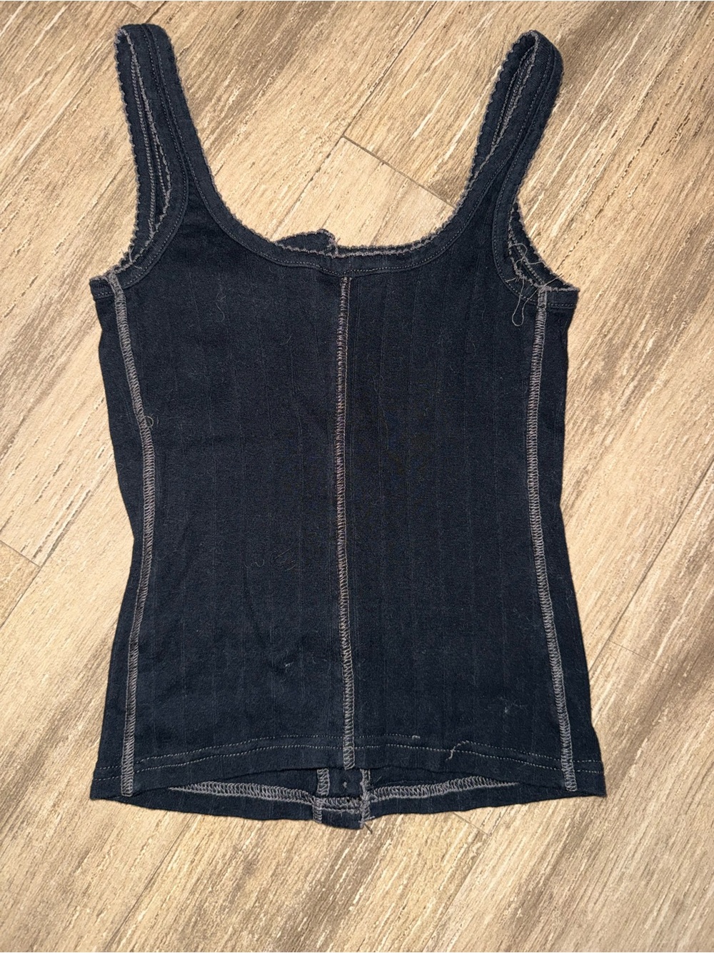 Free People Navy Ribbed Button-Front Tank - Picture 4 of 4